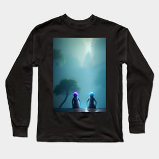 2 GHOSTS ADMIRING A HALLOWEEN RAINBOW Long Sleeve T-Shirt